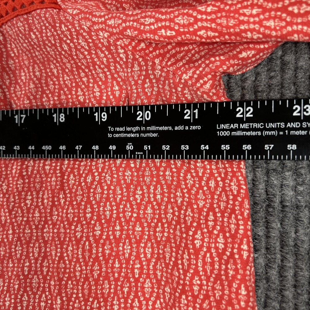 Toad&Co Shirt Womens Medium Red Button Front Lace Trim Long‎ Sleeve Blouse - Picture 10 of 13